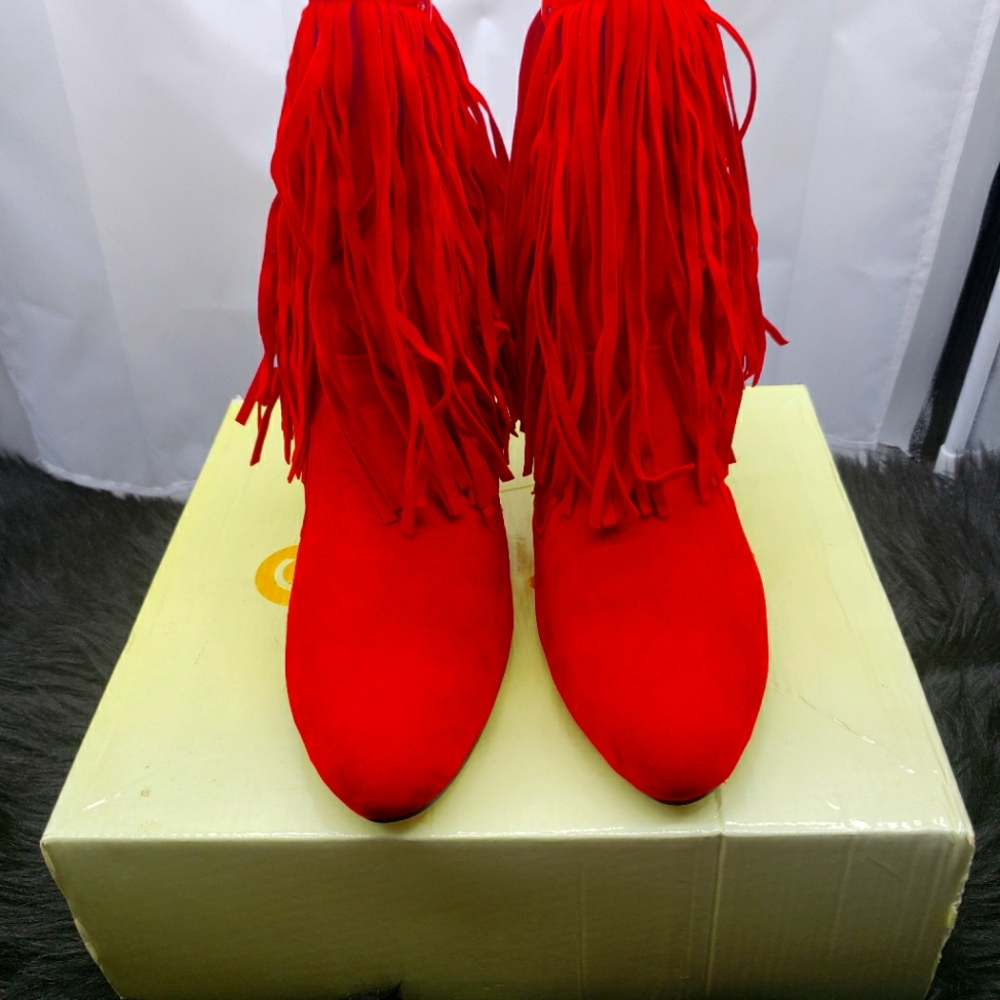 Chase + Chloe red ankle boots